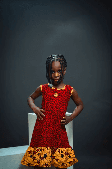 Red/Yellow/Black kids gown